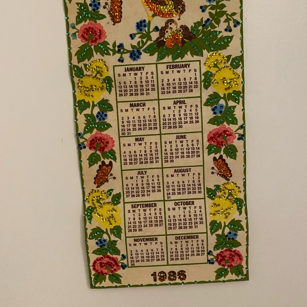 Vintage calendar 1986